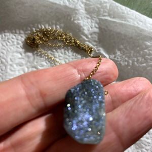 NEW DENIM SHIMMER DRUZY LAYERING NECKLACE-FESTIVAL